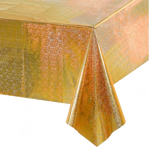 Party Tischdecke Gold Glitzer 1 Stück - Geburtstag Tischdecken Foil Plastik Einweg Party Deko für Manner Geburtstag Hollywood Hochzeit Abschluss Abi Disco Biene Silvester 2025 Deko Party Tischdecke Gold Glitzer 1 Stück - Geburtstag Tischdecken Foil Plastik Einweg Party Deko für Manner Geburtstag Hollywood Hochzeit Abschluss Abi Disco Biene Silvester 2025 Deko von GREATRIL