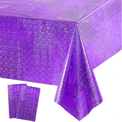 Party Tischdecke Lila Glitzer - Geburtstag Tischdecken Foil Plastik Wasserabweisend Einweg Party Deko für Monster Vampire Fortnits Schmetterling Wish Euphoria Einschulung Schulkind Tischdecke Deko Party Tischdecke Lila Glitzer - Geburtstag Tischdecken Foil Plastik Wasserabweisend Einweg Party Deko für Monster Vampire Fortnits Schmetterling Wish Euphoria Einschulung Schulkind Tischdecke Deko von GREATRIL