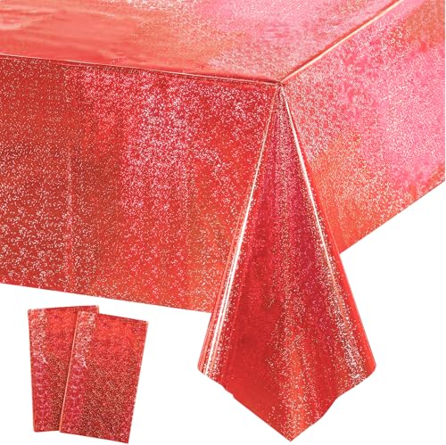 Party Tischdecke Rot Glitzer - Geburtstag Tischdecken Foil Plastik Einweg Party Deko für Casino Zirkus Feuerwehr Las Vegas Ladybug Rubinhochzeit Valentinstag Fasching Karneval Tischdecke Deko Party Tischdecke Rot Glitzer - Geburtstag Tischdecken Foil Plastik Einweg Party Deko für Casino Zirkus Feuerwehr Las Vegas Ladybug Rubinhochzeit Valentinstag Fasching Karneval Tischdecke Deko von GREATRIL
