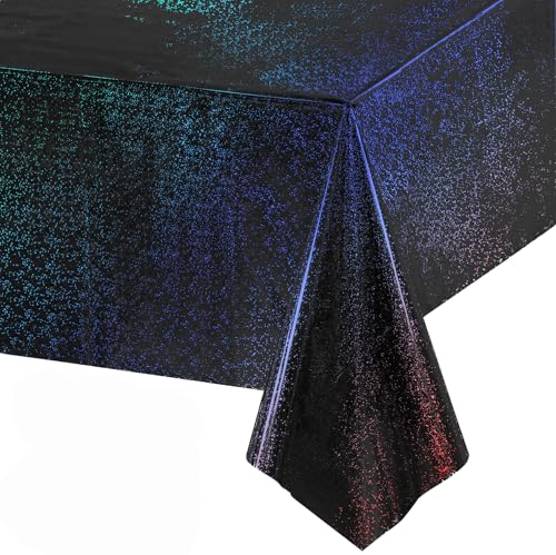 Party Tischdecke Schwarz Glitzer - Halloween Kindergeburtstag Foil Tischdecken Wasserabweisend Einweg Deko für Halloween Hexen Gespenster Kürbis Grusel Silvester Geburtstag Party Party Tischdecke Schwarz Glitzer - Halloween Kindergeburtstag Foil Tischdecken Wasserabweisend Einweg Deko für Halloween Hexen Gespenster Kürbis Grusel Silvester Geburtstag Party von GREATRIL