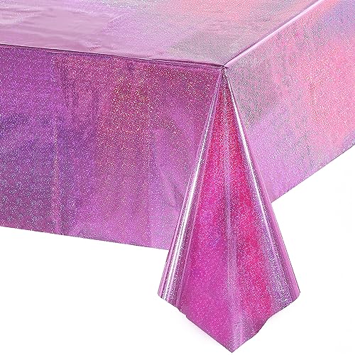 Party Tischdecke Rosa Glitzer - Mädchen Foil Kindergeburtstag Tischdecken Einweg Plastik Deko für Einhorn Prinzessin Geburtstag Schmetterlings Schulkind Einschulung Tischdecke Dekorationen von GREATRIL