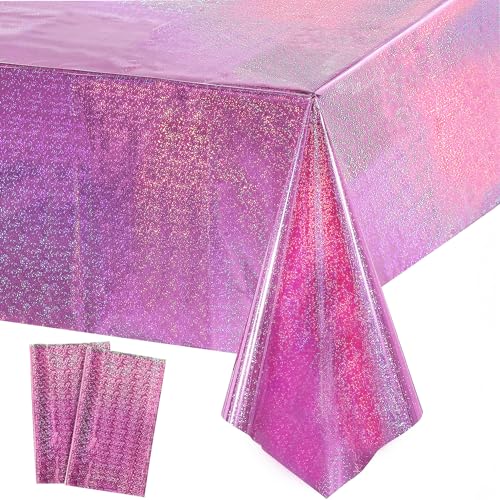 Tischdecke Geburtstag Rosa Glitzer 2 Stück - Party Tischtuch Wasserabweisend Einweg Deko für Kindergeburtstag Mädchen Einhorn Prinzessin Babyparty Dollhouse Schulkind Einschulung Party 137 x 274cm von GREATRIL