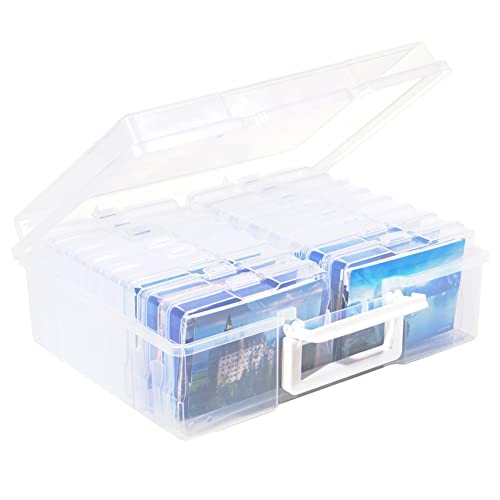 GREELUE Fotobox, Sortierboxen für Kleinteile, 16 innere Fotohalter, Aufbewahrungsbox Transparent für Postkarten, Fotos, Spielzeug von GREELUE