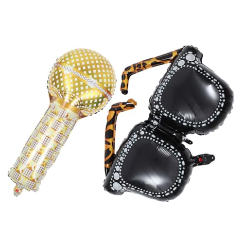 GREENADSCAPE 1 Set Mikrofonbrille, Aluminiumfolienballon, Barballondekor, Aluminiumfolienballons Für Babyparty, Ballballons, Partydekorationszubehör, Sonnenbrillenballon, Partygeschenk von GREENADSCAPE
