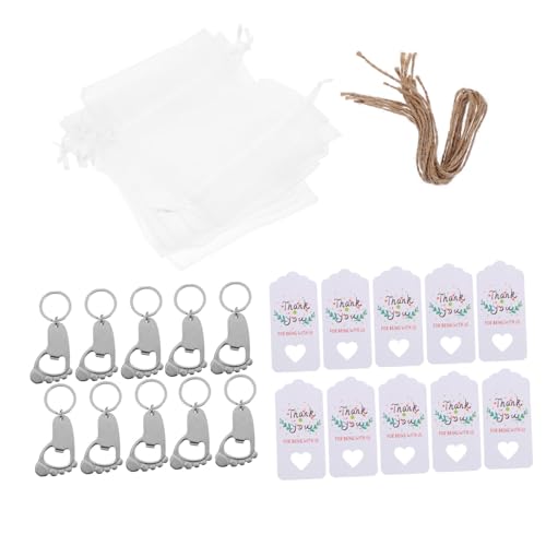 GREENADSCAPE 10 Sets Fuß Flaschenöffner, Partygeschenke Für Babypartys, Gastgeschenke Für Babypartys, Dankeschön Für Babypartys, Baby Fußabdruck Schlüsselanhänger, Flaschenöffner, Tragbare von GREENADSCAPE