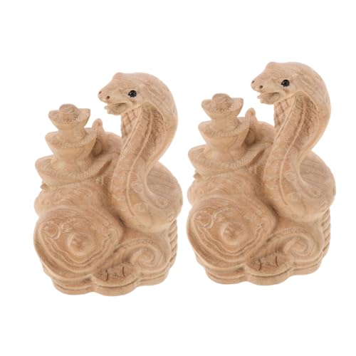 GREENADSCAPE Chinesische Schlangenstatue Reichtumsgeschenk 2 Stück Geschnitzte Holzschlangen-Ornamente für die Dekoration zu Hause oder im Büro GREENADSCAPE Chinesische Schlangenstatue Reichtumsgeschenk 2 Stück Geschnitzte Holzschlangen-Ornamente für die Dekoration zu Hause oder im Büro von GREENADSCAPE