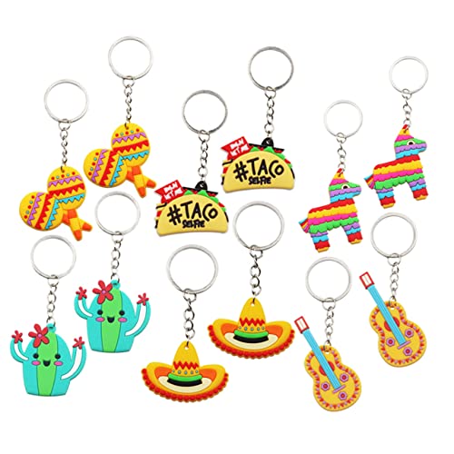 GREENADSCAPE 24St Cartoon-Schlüsselanhänger Comal para Tacos mexiko dekorationen Taco- Abs schlüsselanhänger kinder fasching mitgebsel Fiesta-Party-Schlüsselanhänger Schlüsselringe PVC von GREENADSCAPE