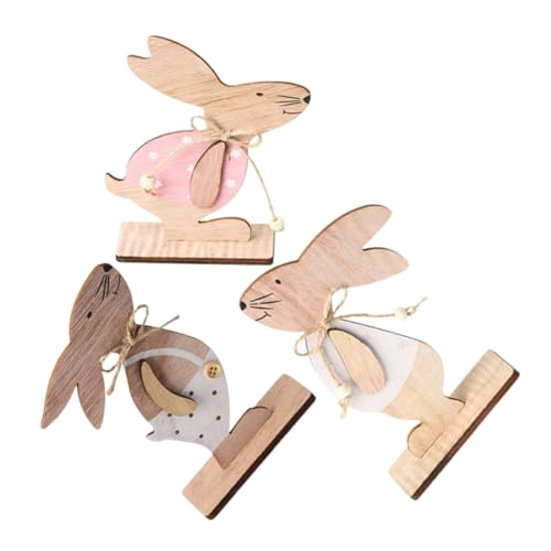 GREENADSCAPE 3 Stück Osterhasen Holz Aufsteller in Form Von Kaninchen Für Tischdeko von GREENADSCAPE