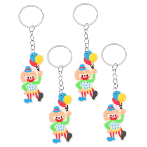 GREENADSCAPE 4 Stück Clown Schlüsselanhänger, Figur, Einzigartiger Schlüsselanhänger, Schlüsselanhänger, Plastikpuppe, Schlüsselanhänger, Rucksack Schlüsselanhänger, Cartoon Clown von GREENADSCAPE