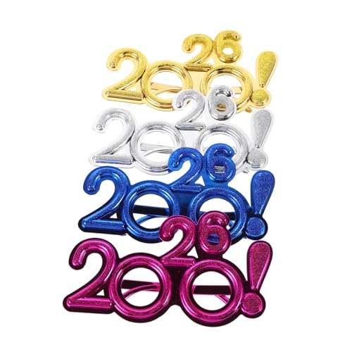 GREENADSCAPE 4 Stück Teiliges Silvesterbrillen aus Robustem Kunststoff in Gold Silber Blau und Bunte Partybrillen für Neujahrsfeiern Fotorequisiten und Festliche Dekoration für Familien und GREENADSCAPE 4 Stück Teiliges Silvesterbrillen aus Robustem Kunststoff in Gold Silber Blau und Bunte Partybrillen für Neujahrsfeiern Fotorequisiten und Festliche Dekoration für Familien und von GREENADSCAPE