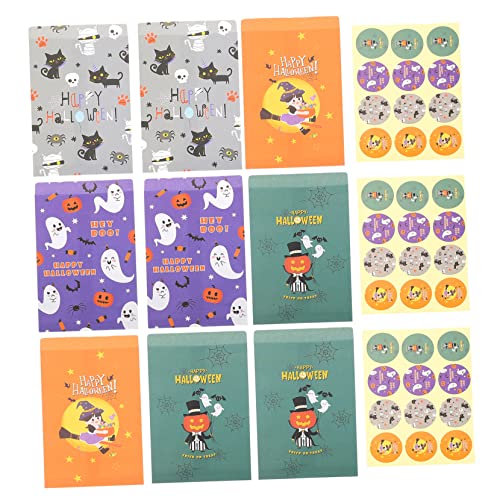 GREENADSCAPE 48 Stück Halloween Geschenktüten, Praktische Süßigkeitentüten, Bezaubernde Kekstüten, Party Zubehör, Haushalts Süßigkeitentüten, Multifunktionale Papiertüten, Bezaubernde von GREENADSCAPE