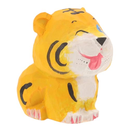 GREENADSCAPE Carved Tiger Holzfigur Handgefertigte Tiger Dekoration Für Wohnzimmer Schreibtisch Und Schlafzimmer Robuste Und Stilvolle Holzkunst Für Kreative Und Inneneinrichtung von GREENADSCAPE