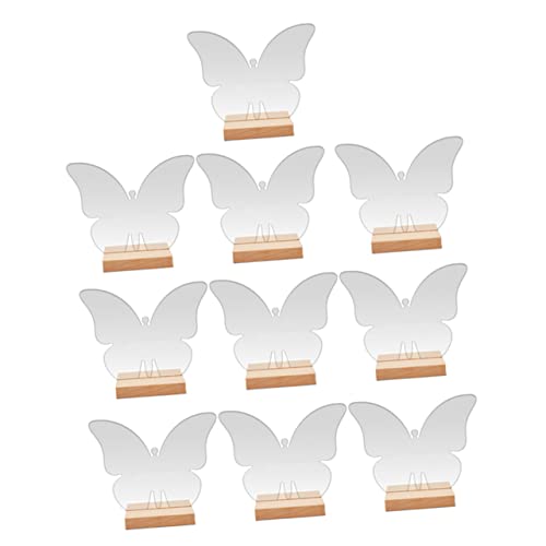 GREENADSCAPE Dekoratives Hochzeitsschild 10er-pack Tischnummernkarten Mit Schmetterlingen Aus Acryl Holzsockel von GREENADSCAPE
