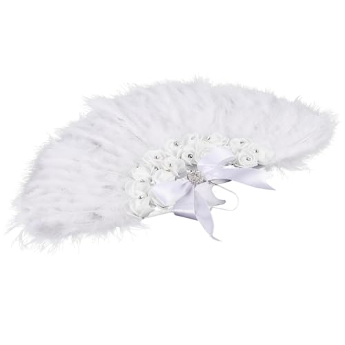 GREENADSCAPE Festival-Fan Damen-Party-Fan Handfächer für Hochzeit Braut Feder-Rosen-Fan GREENADSCAPE Festival-Fan Damen-Party-Fan Handfächer für Hochzeit Braut Feder-Rosen-Fan von GREENADSCAPE