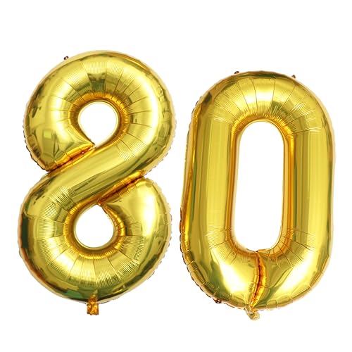 GREENADSCAPE Eleganter Goldener Luftballon Mit Der Zahl 80 Aus Aluminiumfolie Partyzubehör Für Geburtstage Hochzeiten Feiertagsdekoration GREENADSCAPE Eleganter Goldener Luftballon Mit Der Zahl 80 Aus Aluminiumfolie Partyzubehör Für Geburtstage Hochzeiten Feiertagsdekoration von GREENADSCAPE