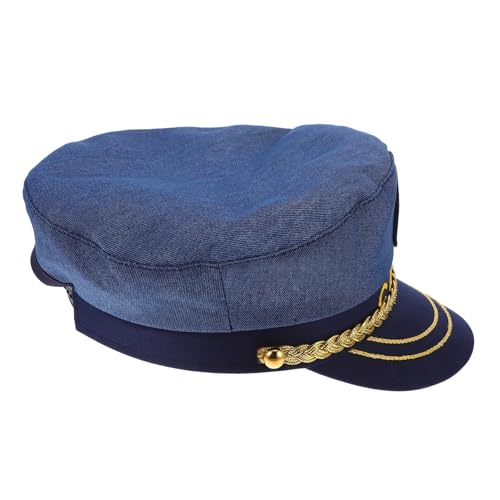 GREENADSCAPE Verstellbare Kapitänsmütze aus Denim für Damen und Herren Stylischer Partyhut für Yacht und Bootsfeiern für Karneval Halloween und Kostüm Events von GREENADSCAPE