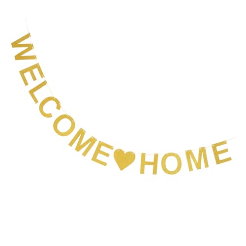 GREENADSCAPE Willkommen Zuhause Banner Dekoratives Banner Für Heimkehr Feiern Einweihungsfeiern Hochzeiten Und Partys Goldglitter Design 1 Set Perfekte Wanddekoration Für Besondere GREENADSCAPE Willkommen Zuhause Banner Dekoratives Banner Für Heimkehr Feiern Einweihungsfeiern Hochzeiten Und Partys Goldglitter Design 1 Set Perfekte Wanddekoration Für Besondere von GREENADSCAPE
