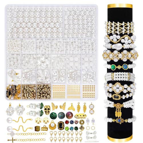GREFIYAS Perlen für armbänder,perlen set weiße,4/5/6/7/8/10/12mm weisse perlen,30 Arten von Formperlen,Goldene perlen,Schmuck selber machen set erwachsene,weiße perlen für armbänder/ketten GREFIYAS Perlen für armbänder,perlen set weiße,4/5/6/7/8/10/12mm weisse perlen,30 Arten von Formperlen,Goldene perlen,Schmuck selber machen set erwachsene,weiße perlen für armbänder/ketten von GREFIYAS