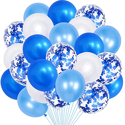 GREMAG Luftballons Blau Weiß, 40 Stück 12 Zoll Helium Luftballons Hochzeit Blau Konfetti Luftballons Geburtstag Ballons, Party Dekoration für Baby Shower Boy, Birthday, Jubiläum, Babyparty, Hochzeit von GREMAG