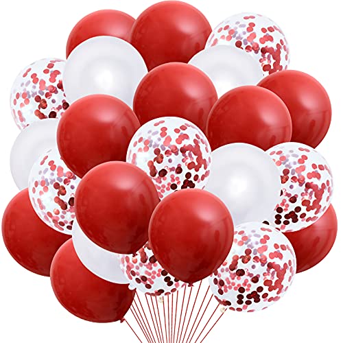 GREMAG Luftballons Rot weiß, 40 Stück 12 Zoll Rote Konfetti Luftballons, Helium Luftballons Hochzeit Geburtstags Deko mit Bändern, Party Dekoration für Babyparty Graduierung Halloween Jubiläum GREMAG Luftballons Rot weiß, 40 Stück 12 Zoll Rote Konfetti Luftballons, Helium Luftballons Hochzeit Geburtstags Deko mit Bändern, Party Dekoration für Babyparty Graduierung Halloween Jubiläum von GREMAG