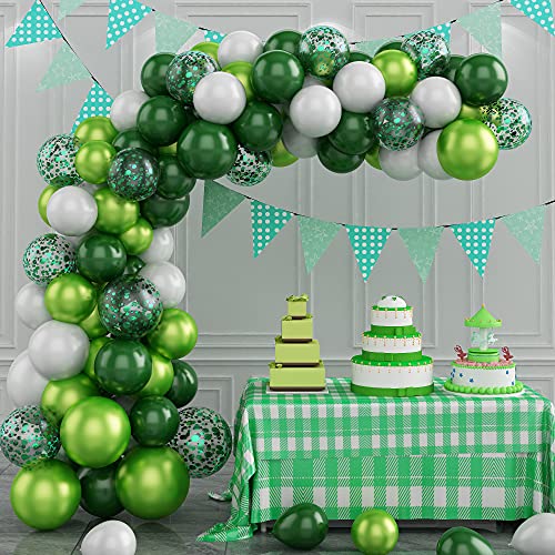 Luftballons Girlande, Grün Weiße Luftballons 107 Stück Ballon Arch Kit Dekorationen Set mit White Grün Konfetti Ballons für Geburtstag, Baby Shower, Hochzeit, Jubiläum Dekoration von GREMAG