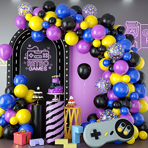 Luftballons Girlande, 107 Stück Schwarz Blau Lila Luftballongirlanden Party Dekoration Set, Ballonkette Luftballon für Party Geburtstag,Hochzeit Geburtstag Dekoration Party,Baby Shower Dekorationen von GREMAG