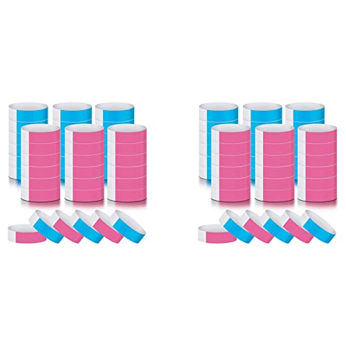 GREOHNMPAW 1200 Stück Wasserdichte Handbänder, Neon-Armbänder für Veranstaltungen, Konzertarmbänder, Selbstklebende Armbänder für Partys (Blau, Rosa) von GREOHNMPAW