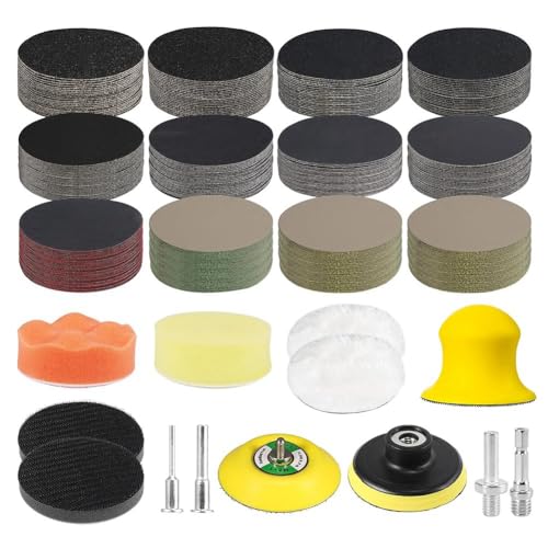 GREOHNMPAW 133-Teiliges Schleifscheiben-Bohrer-Polierset, Schleifaufsatz, 3-Nass-Trocken-Scheinwerfer-Restaurierungsset, Schleifpapier von GREOHNMPAW