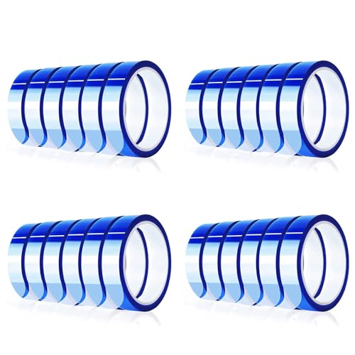 GREOHNMPAW 24 Rollen 20 mm X 33 M Blaues Wärme Band, Hitzebeständiges Hoch Temperatur Klebeband, Wärme Übertragung Band für Wärme Sublimation Presse von GREOHNMPAW