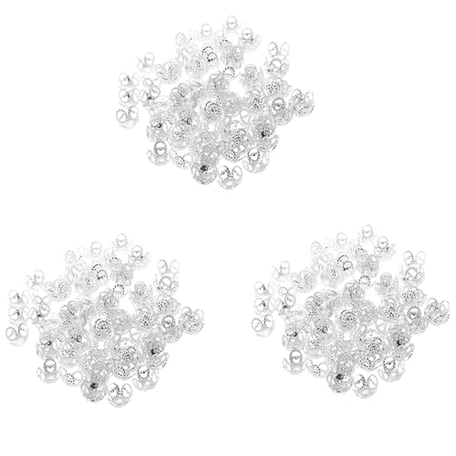 GREOHNMPAW 300-Teilige Silberne 4-Blatt Filigran Perlenkappen, die Riesige Perlen Fuer Schmuckherstellung (8mm) von GREOHNMPAW
