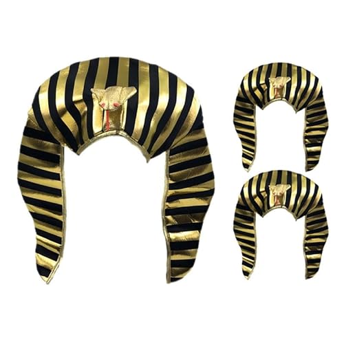 GREOHNMPAW 3X ÄGyptischer Pharao Kostüm Pharao Hut Kopfschmuck Vergoldeter für Halloween Ankleiden Motto Party Bedarf von GREOHNMPAW