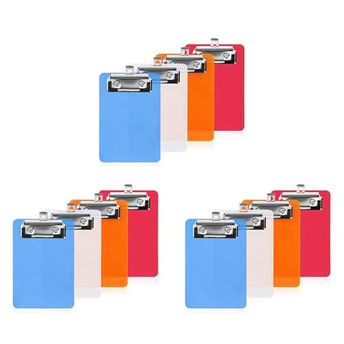 GREOHNMPAW 4 X 6 Mini-Klemmbrett, 12 Kleine Klemmbretter, Klemmbrett, NotizblöCke, Klemmbrett, Memo-GrößE, Kunststoff-Klemmbrett von GREOHNMPAW