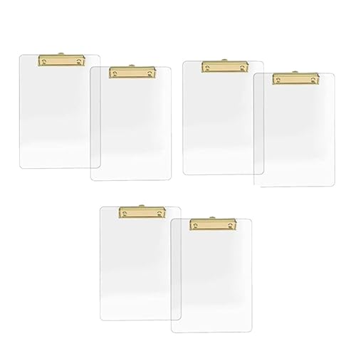 GREOHNMPAW 6Er-Pack Transparentes Acryl-Klemmbrett mit Goldenem Clip, 8,8 X 12,2 A4-Letter-Format, Schul- und Heimbedarf, BüRobedarf GREOHNMPAW 6Er-Pack Transparentes Acryl-Klemmbrett mit Goldenem Clip, 8,8 X 12,2 A4-Letter-Format, Schul- und Heimbedarf, BüRobedarf von GREOHNMPAW