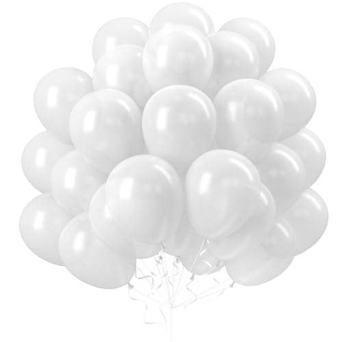 60 Stück Perlweiss Luftballons, 12 Zoll Perlmutt Weiss Helium Ballons, Weiß Latexballons, Hochzeit Luftballons, Partyballon Deko Weiße, für Geburtstag Hochzeitsdeko Engagement Baby Dusche von GRESAHOM