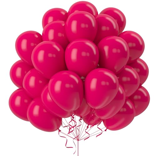 60 Stück Neon Pink Luftballons, 12 Zoll Fuchsia Rosa Latex Helium Ballons, Rose Rot Hot Fuchsia Partyballons, für Mädchen Frauen Geburtstag Hochzeit Valentinstag Verlobung Babyparty Deko von GRESAHOM