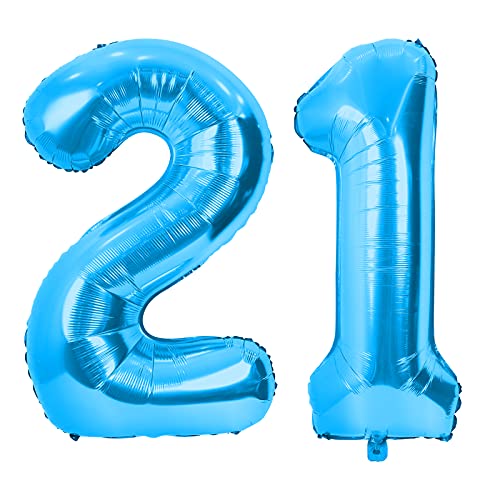 Luftballons 21 100cm Blau Nummer Riesen Geburtstagsdeko folienballons 12 XXL Happy Birthday Digital 1 2 Ballons für Geburtstagsfeier Dekoration für Jungen, Mädchen, Men, Frauen von GRESAHOM