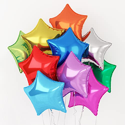 Stern Folien Luftballon, 18 Zoll Groß Bunt Pentagramm Aluminium Folien Ballons Set, 10 Stück Bunte Sternförmige Mylar Helium Folienballon, Sternluftballon für Geburtstags Babyparty Party Dekorationen von GRESAHOM