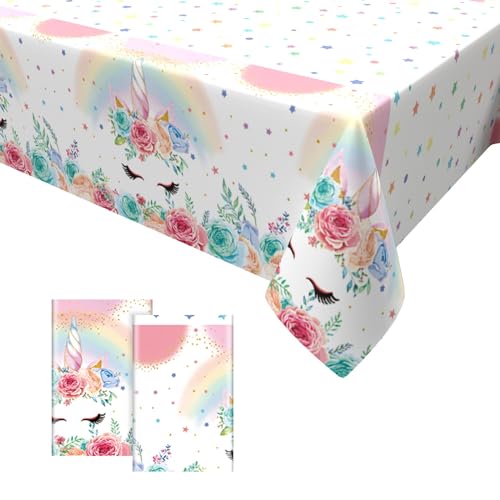 2PCS Einhorn Tischdecke,Einhorn Regenbogen Party Tischtuch Geburtstag Mädchen Rosa Tischdecke Wasserdicht Plastik Tischdecke für Kinder Babyparty Party Dekorationen 137 x 274cm 2PCS Einhorn Tischdecke,Einhorn Regenbogen Party Tischtuch Geburtstag Mädchen Rosa Tischdecke Wasserdicht Plastik Tischdecke für Kinder Babyparty Party Dekorationen 137 x 274cm von GRESATEK