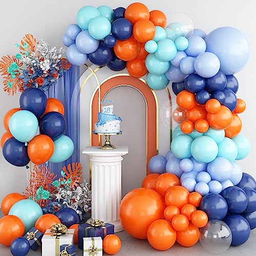 Luftballon Girlande Blau Orange,Orange Blau Ballon Girlande Geburtstagsballon für Geburtstagsfeier Dekoration von GRESATEK