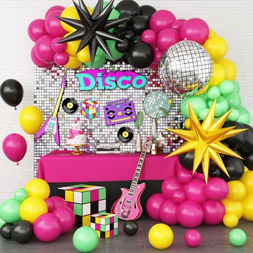 Disco Luftballons Girlande, 80er 90er Jahre Party Deko, Retro Disco Mottoparty Ballon Girlande Set mit 22 Zoll 4D Disco Folienballon für 80er 90er Hip Hop Tanz Geburtstag Dekoration von GRESATEK