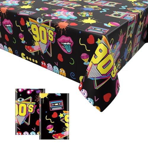 GRESATEK 2PCS 90er Party Tischdecken,90er Geburtstags Party Tischdecke Dekorationen Einweg Plastik Wasserdicht Tischdecke Hip Hop Themen Party Deko für 1990er Jahre Themen Party 137 x 274cm GRESATEK 2PCS 90er Party Tischdecken,90er Geburtstags Party Tischdecke Dekorationen Einweg Plastik Wasserdicht Tischdecke Hip Hop Themen Party Deko für 1990er Jahre Themen Party 137 x 274cm von GRESATEK