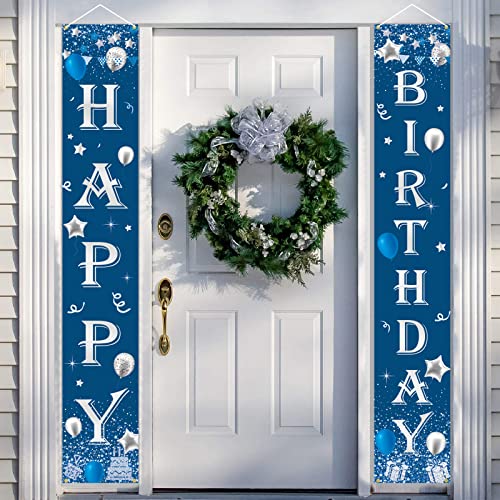 GRESATEK Geburtstagsbanner Deko, Happy Birthday Tür Banner Hintergrund für Männer und Frauen, 2 Stück Blau Geburtstags Party Veranda Dekorationen Stoff Banner GRESATEK Geburtstagsbanner Deko, Happy Birthday Tür Banner Hintergrund für Männer und Frauen, 2 Stück Blau Geburtstags Party Veranda Dekorationen Stoff Banner von GRESATEK