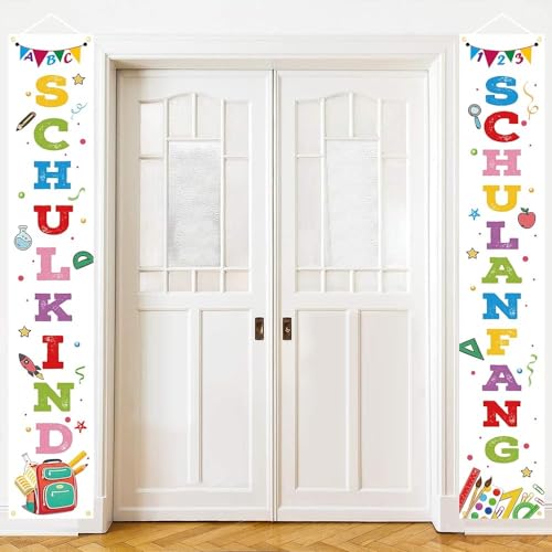 GRESATEK Schulanfang Banner Deko, Weiß Alles Gute Zum Schulanfang Tür Banner für Schüler, 2 Stück Einschulung Banner Photo Booth Veranda Dekoration für Drinnen und Draußen GRESATEK Schulanfang Banner Deko, Weiß Alles Gute Zum Schulanfang Tür Banner für Schüler, 2 Stück Einschulung Banner Photo Booth Veranda Dekoration für Drinnen und Draußen von GRESATEK