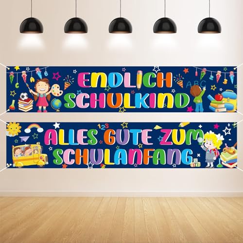 GRESATEK Schulanfang Banner Deko für Schüler, 2 Stück Dunkelblau Alles Gute Zum Schulanfang Banner Lange Größes Einschulung Banner Photo Booth Dekoration für Drinnen und Draußen GRESATEK Schulanfang Banner Deko für Schüler, 2 Stück Dunkelblau Alles Gute Zum Schulanfang Banner Lange Größes Einschulung Banner Photo Booth Dekoration für Drinnen und Draußen von GRESATEK