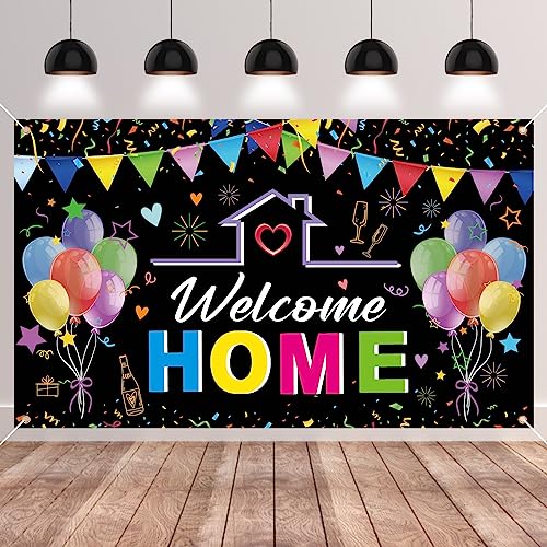 GRESATEK Welcome Home Hintergrund Banner, Willkommen Zuhause Banner Girlande Schwarz Dekorationen für Heimkehr, Familie, Rückkehr Familienfeiern Party Deko 185 * 110cm GRESATEK Welcome Home Hintergrund Banner, Willkommen Zuhause Banner Girlande Schwarz Dekorationen für Heimkehr, Familie, Rückkehr Familienfeiern Party Deko 185 * 110cm von GRESATEK