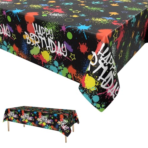 Neon Glow Tischdecken,Graffiti Party Tischtuch Einweg Plastik Wasserdicht Tischdecke für Neon Glow Let's Glow Theme Party Tischdekoration 137 x 274cm Neon Glow Tischdecken,Graffiti Party Tischtuch Einweg Plastik Wasserdicht Tischdecke für Neon Glow Let's Glow Theme Party Tischdekoration 137 x 274cm von GRESATEK