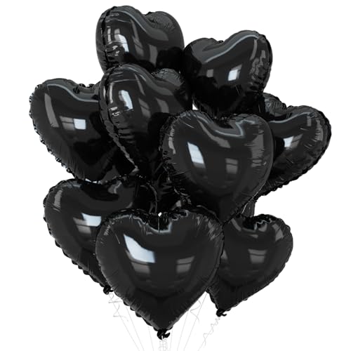 Schwarz Herz Luftballons,10Pcs Schwarz Folie Herz Geformt Liebe Luftballons,18Inch Schwarz Helium Mylar Luftballons für Valentinstag,Verlobung,Brithday,Jahrestag,Hochzeit Party Dekoration von GRESATEK