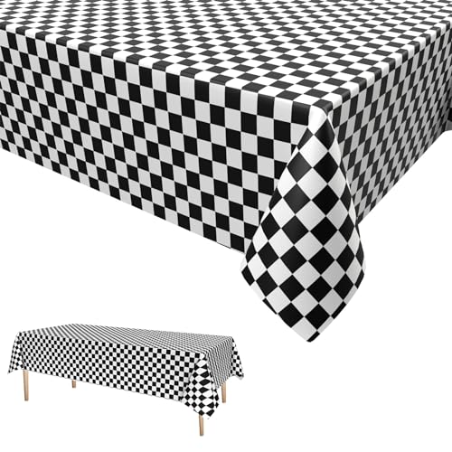 Schwarz Weiß Karierte Tischdecke,Tischdecke Racing Einweg Plastik Tischdecke Einweg Tischdecke mit Karierter Flagge für Racing Party Dekoration 137 x 274cm Schwarz Weiß Karierte Tischdecke,Tischdecke Racing Einweg Plastik Tischdecke Einweg Tischdecke mit Karierter Flagge für Racing Party Dekoration 137 x 274cm von GRESATEK