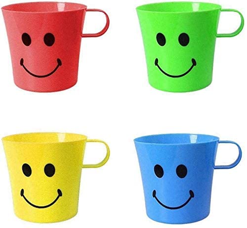 GREY LOOK Becher mit Smiley-Gesicht, farbige Becher für Kinder, Garten, Party, Grill, Kunststoff, mit Griff, für Camp/Reise, Set mit Griff, wiederverwendbar, für den allgemeinen Gebrauch zu Hause, 4 GREY LOOK Becher mit Smiley-Gesicht, farbige Becher für Kinder, Garten, Party, Grill, Kunststoff, mit Griff, für Camp/Reise, Set mit Griff, wiederverwendbar, für den allgemeinen Gebrauch zu Hause, 4 von GREY LOOK