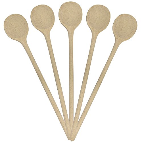GRILLPLANET 15 Stück Kochlöffel Holz 25 cm rund (Hartholz Buchenholz) Back-Löffel, Koch-Löffel Holzkochlöffel Set unbehandelt geeignet für Pfannen, Gulaschkessel und Kochtöpfe von GRILLPLANET